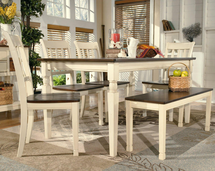 Whitesburg Dining Bench D583-00 Brown/Cottage White Casual Casual Seating By AFI - sofafair.com