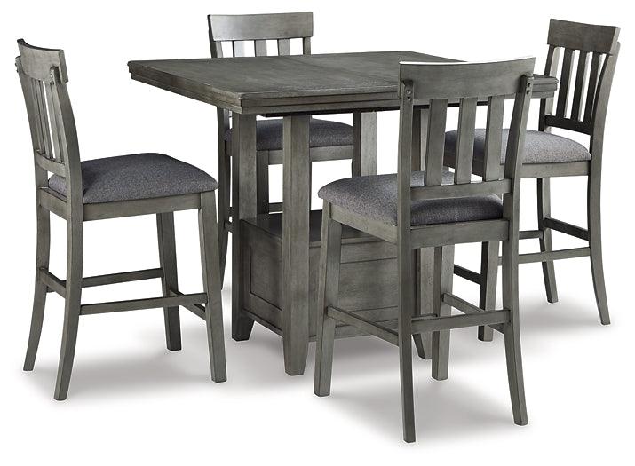 Hallanden Counter Height Dining Table and 4 Barstools D589D3 Two-tone Gray Contemporary Dining Package By AFI - sofafair.com