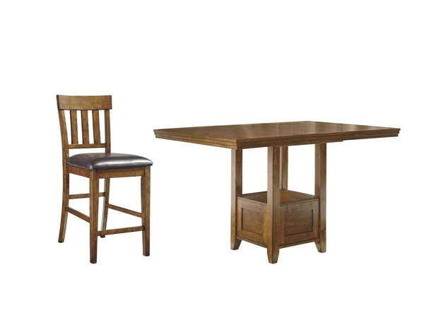 Ralene Counter Height Dining Table and 6 Barstools D594D5 Medium Brown Casual Dining Package By AFI - sofafair.com