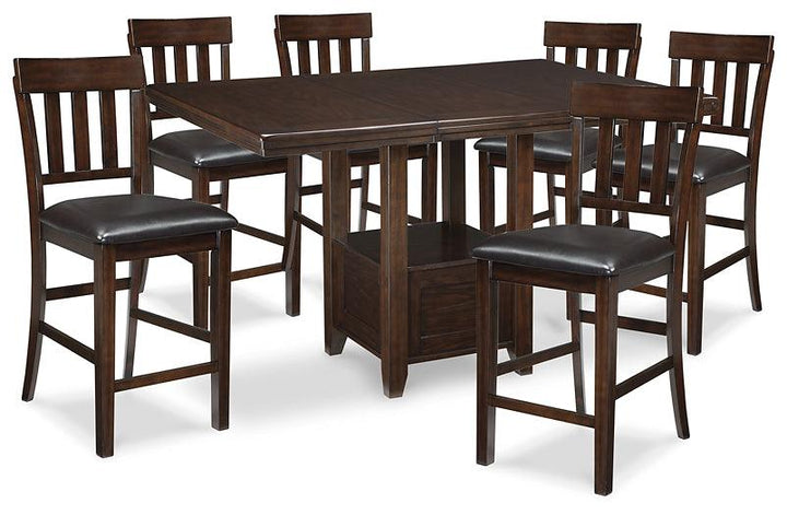 Haddigan Counter Height Dining Table and 6 Barstools D596D7 Dark Brown Casual Dining Package By AFI - sofafair.com