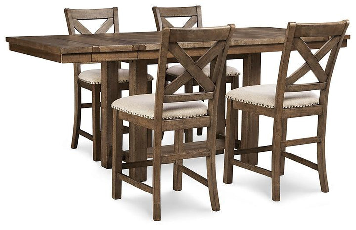 Moriville Counter Height Dining Table and 4 Barstools D631D1 Grayish Brown Casual Dining Package By AFI - sofafair.com