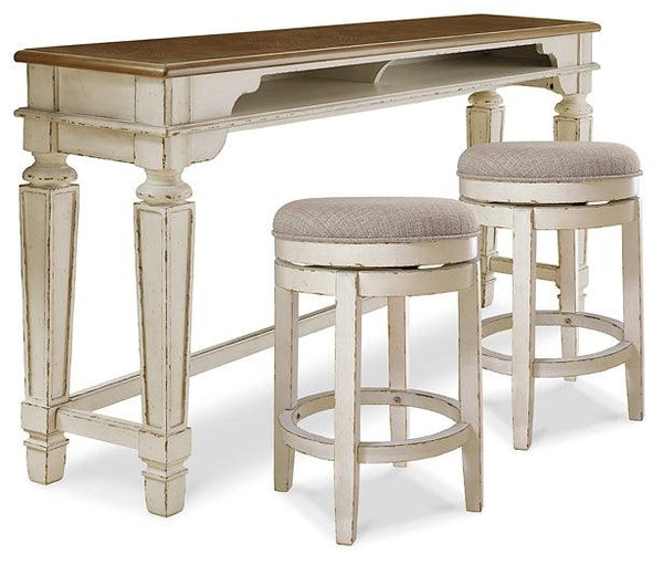 Realyn Counter Height Dining Table and 2 Barstools D743D10 Chipped White Casual Dining Package By AFI - sofafair.com