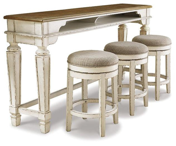 Realyn Counter Height Dining Table and 3 Barstools D743D6 Chipped White Casual Dining Package By AFI - sofafair.com
