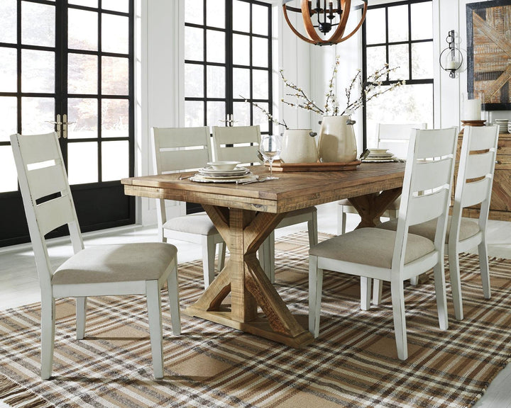 Grindleburg Dining Table and 6 Chairs D754D12 Antique White Casual Dining Package By AFI - sofafair.com