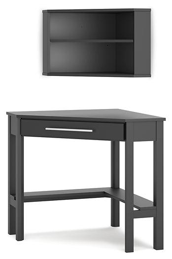 Otaska Home Office Corner Desk with Bookcase H206H1 Black Contemporary Desks By AFI - sofafair.com