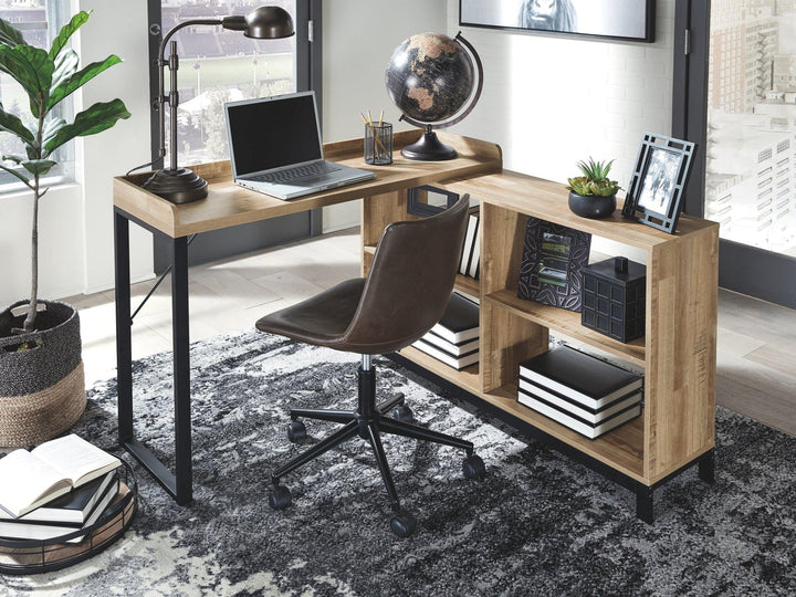 Gerdanet Home Office LDesk H320-24 Light Brown/Black Casual Desks By AFI - sofafair.com