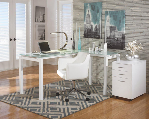 Baraga Home Office LDesk H410-24 White Contemporary Desks By AFI - sofafair.com
