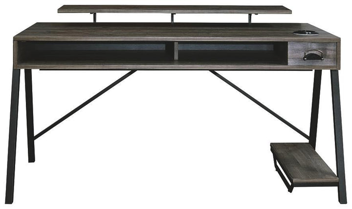 Barolli Gaming Desk H700-28 Gunmetal Contemporary Desks By AFI - sofafair.com