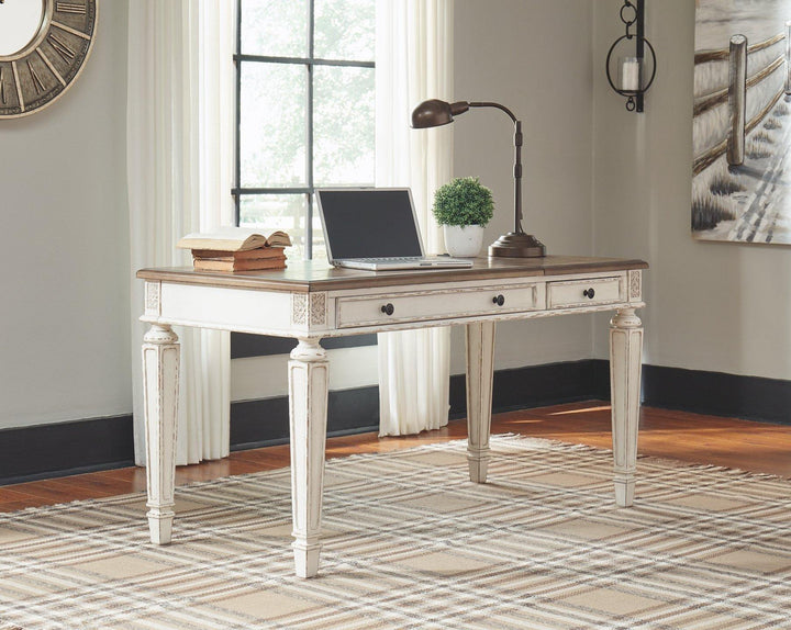 Realyn Home Office Lift Top Desk H743-134 White/Brown Casual Desks By AFI - sofafair.com