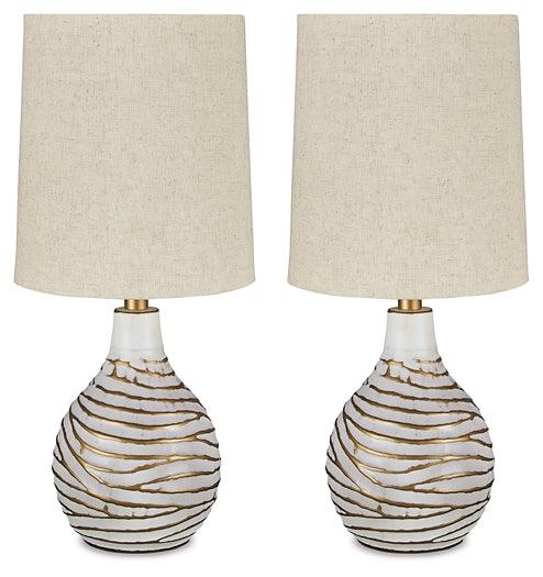Aleela Table Lamp Set of 2 L204194X2 White/Gold Finish Contemporary Table Lamps By AFI - sofafair.com