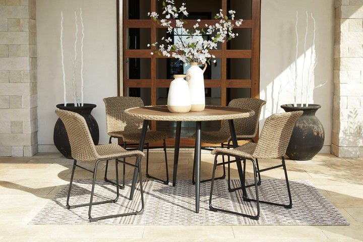 Amaris Outdoor Dining Table with 4 Chairs P369P1 Brown/Black Casual Outdoor Package By AFI - sofafair.com