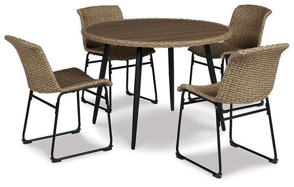 Amaris Outdoor Dining Table with 4 Chairs P369P1 Brown/Black Casual Outdoor Package By AFI - sofafair.com