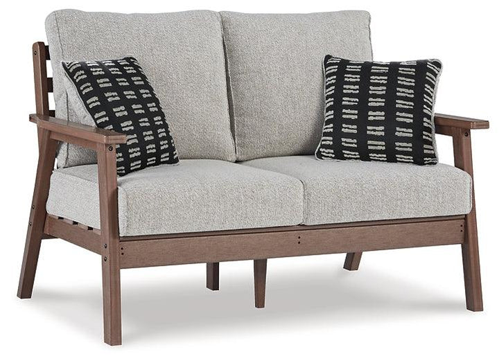 Emmeline Outdoor Loveseat, 2 Lounge Chairs and Coffee Table P420P1 Brown Casual Outdoor Package By AFI - sofafair.com