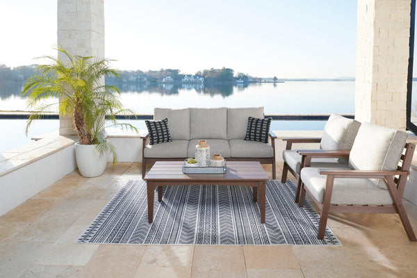 Emmeline Outdoor Sofa, 2 Lounge Chairs and Coffee Table P420P2 Brown Casual Outdoor Package By AFI - sofafair.com