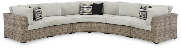 Calworth 5Piece Outdoor Sectional P458P11 Beige Contemporary Outdoor Sectionals By AFI - sofafair.com