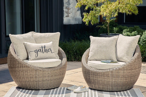 DANSON Swivel Lounge with Cushion Set of 2 P505-821 Beige Casual Outdoor Seating By AFI - sofafair.com