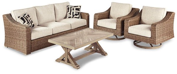 Beachcroft Outdoor Sofa with Coffee Table and 2 End Tables P791P15 Beige Casual Outdoor Package By AFI - sofafair.com