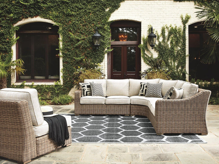 Beachcroft 4Piece Outdoor Seating Set P791P7 Beige Casual Outdoor Sectionals By AFI - sofafair.com