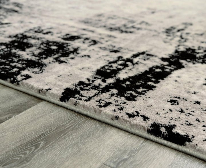 Zekeman 53 x 77 Rug R404922 Black/Cream/Gray Contemporary Area Rugs By AFI - sofafair.com