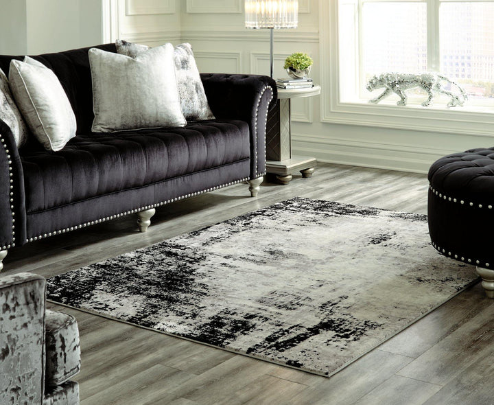 Zekeman 53 x 77 Rug R404922 Black/Cream/Gray Contemporary Area Rugs By AFI - sofafair.com