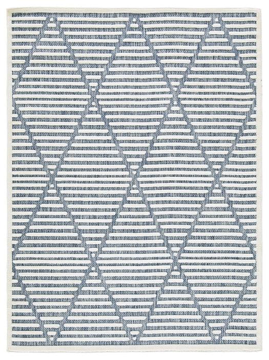 Finnlett 53 x 7 Rug R405672 Cream/Blue Contemporary Area Rugs By AFI - sofafair.com