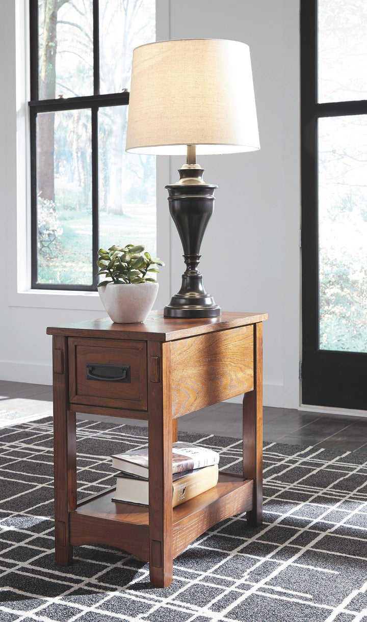 Breegin Chairside End Table T007-319 Brown Contemporary Motion Occasionals By AFI - sofafair.com