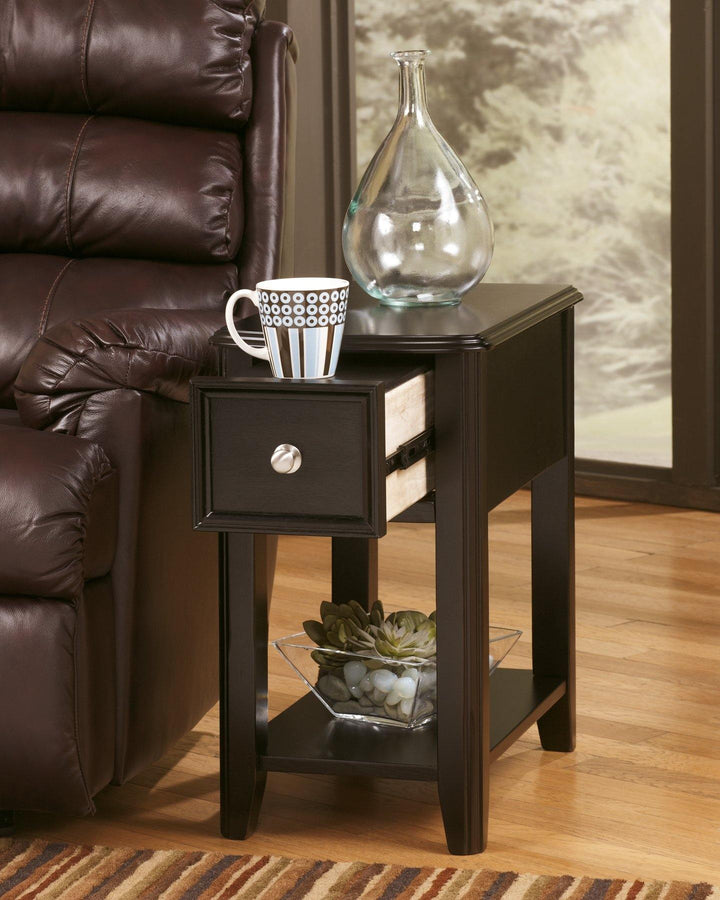 Breegin Chairside End Table T007-371 Almost Black Contemporary Motion Occasionals By AFI - sofafair.com