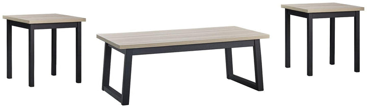 Waylowe Table Set of 3 T111-13 Natural/Black Contemporary Stationary Occasionals By AFI - sofafair.com