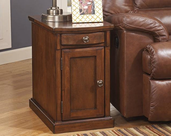 Laflorn Chairside End Table with USB Ports Outlets T127-565 Medium Brown Contemporary Motion Occasionals By AFI - sofafair.com