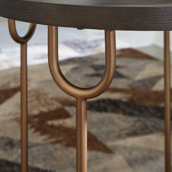 Brazburn End Table T185-6 Dark Brown/Gold Finish Contemporary Motion Occasionals By AFI - sofafair.com