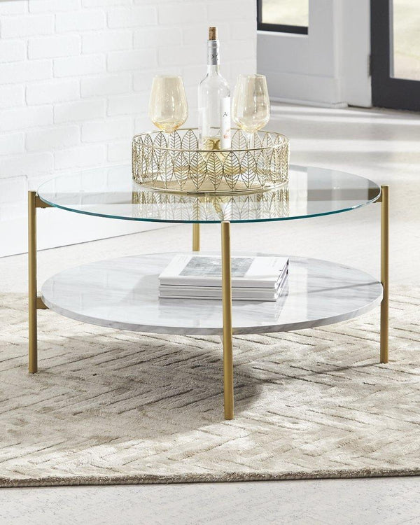 Wynora Coffee Table T192-8 White/Gold Contemporary Stationary Occasionals By AFI - sofafair.com