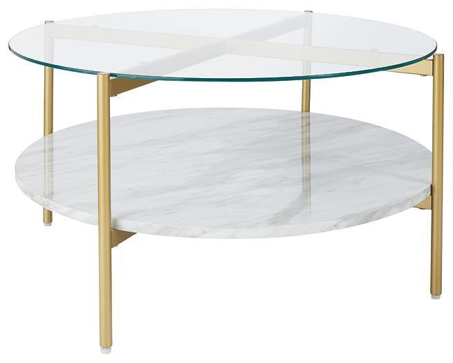 Wynora Coffee Table T192-8 White/Gold Contemporary Stationary Occasionals By AFI - sofafair.com