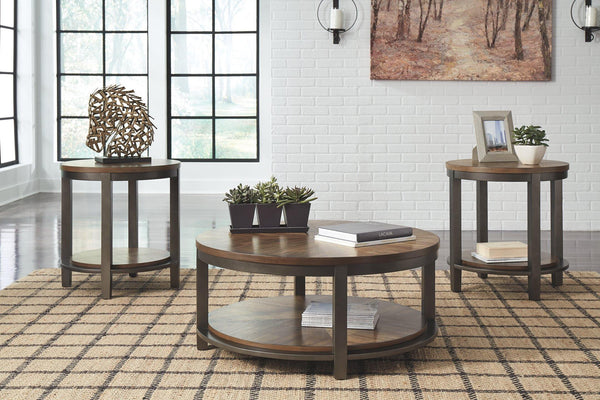 Roybeck Table Set of 3 T411-13 Light Brown/Bronze Casual Stationary Occasionals By AFI - sofafair.com