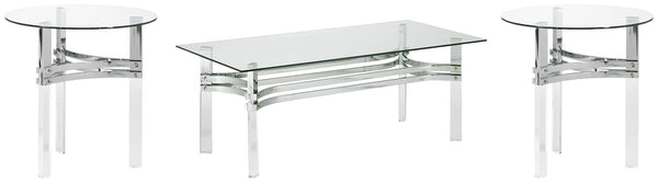 Braddoni Coffee Table and 2 End Tables T420T1 Chrome Finish Contemporary Occasional Table Package By AFI - sofafair.com