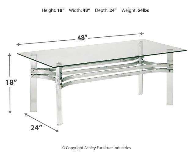 Braddoni Coffee Table T420-1 Chrome Finish Contemporary Stationary Occasionals By AFI - sofafair.com