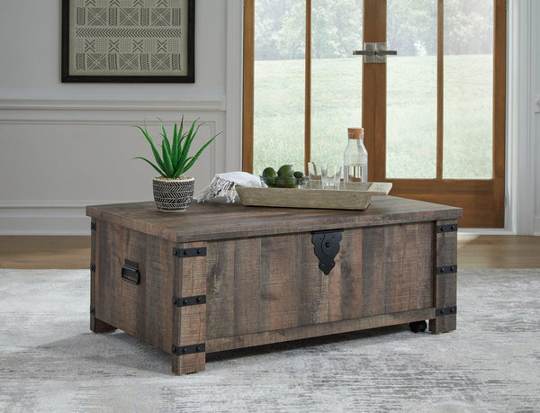 Hollum LiftTop Coffee Table T466-9 Rustic Brown Casual Motion Occasionals By AFI - sofafair.com