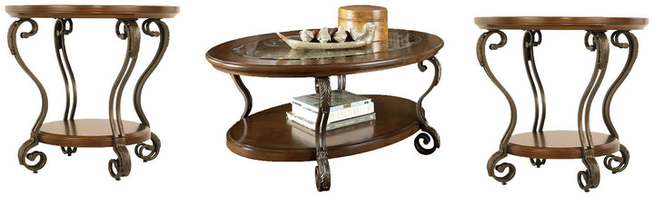 Nestor Coffee Table and 2 End Tables T517T1 Medium Brown Traditional Occasional Table Package By AFI - sofafair.com