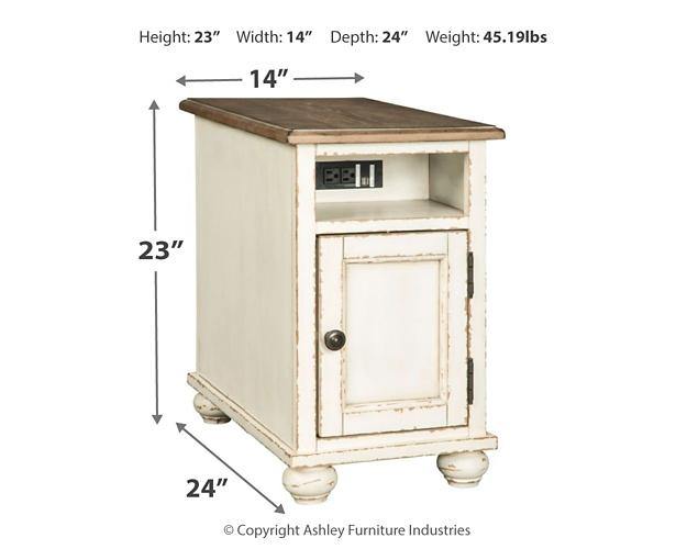 Realyn Chairside End Table T523-7 White/Brown Traditional Stationary Occasionals By AFI - sofafair.com