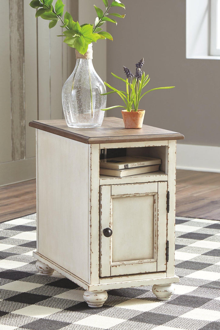 Realyn Chairside End Table T523-7 White/Brown Traditional Stationary Occasionals By AFI - sofafair.com