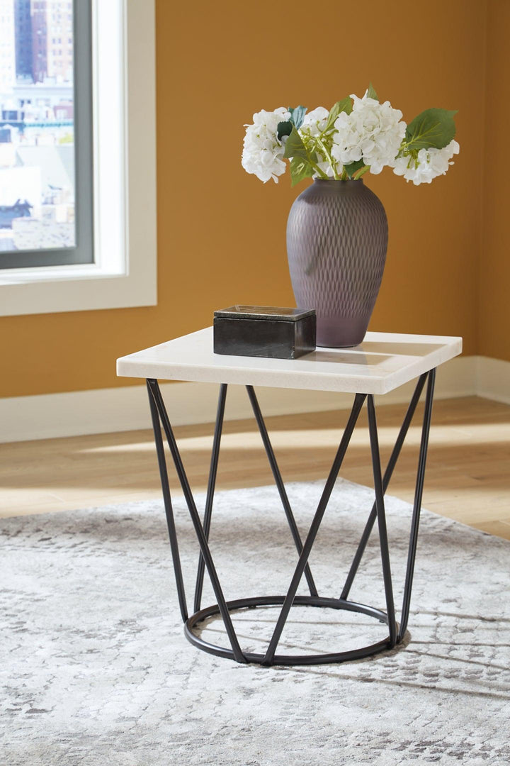 Vancent End Table T630-2 White/Black Contemporary Stationary Occasionals By AFI - sofafair.com