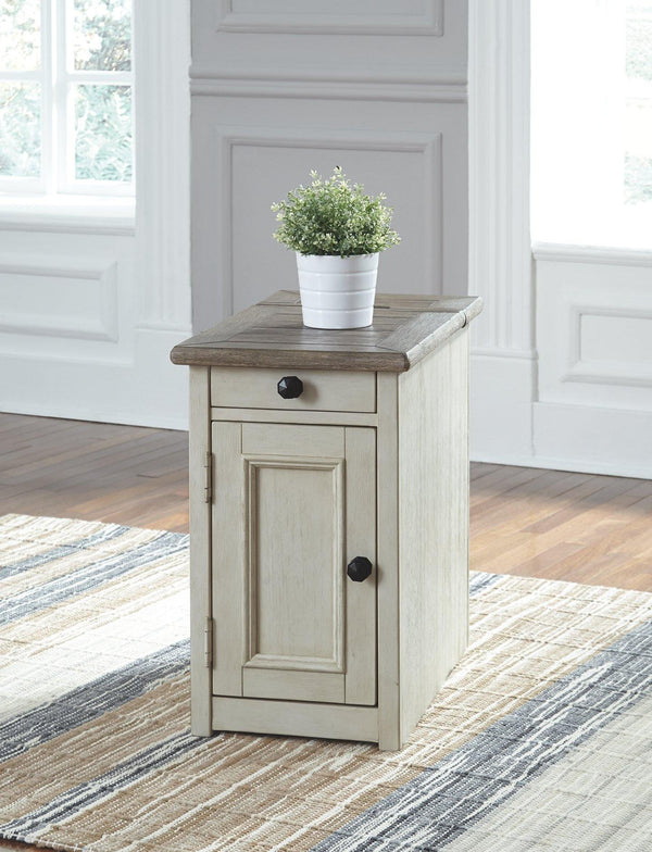 Bolanburg Chairside End Table with USB Ports Outlets T637-7 Two-tone Casual Motion Occasionals By AFI - sofafair.com