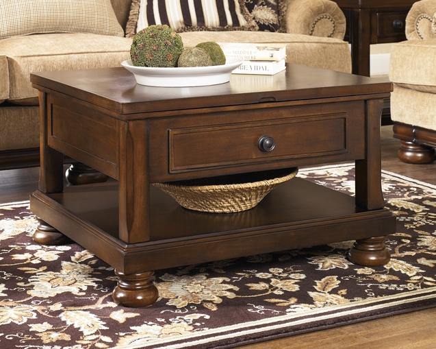 Porter Coffee Table with Lift Top T697-0 Rustic Brown Casual Motion Occasionals By AFI - sofafair.com