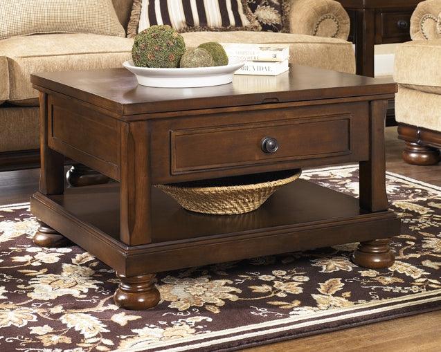 Porter Coffee Table and 2 Chairside End Tables T697T2 Rustic Brown Casual Occasional Table Package By AFI - sofafair.com