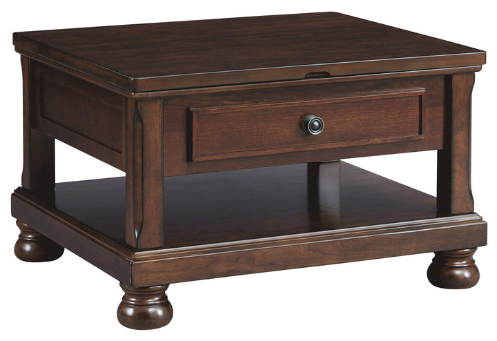 Porter Coffee Table with Lift Top T697-0 Rustic Brown Casual Motion Occasionals By AFI - sofafair.com