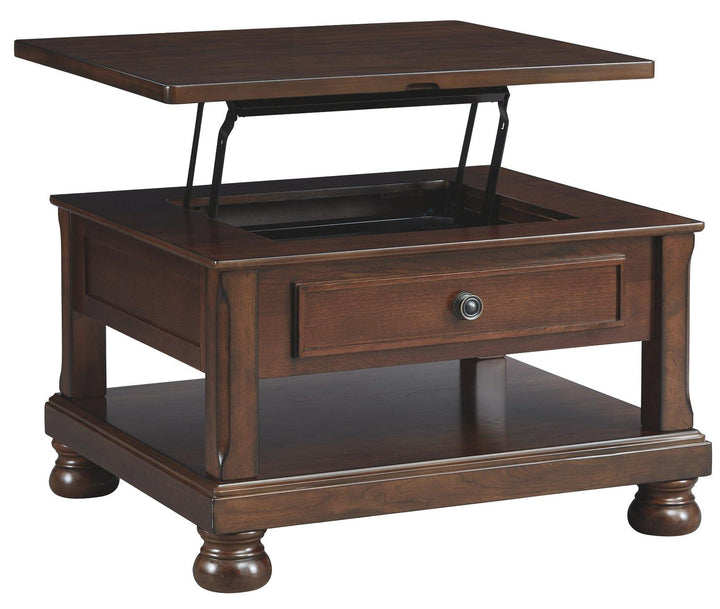 Porter Coffee Table with Lift Top T697-0 Rustic Brown Casual Motion Occasionals By AFI - sofafair.com