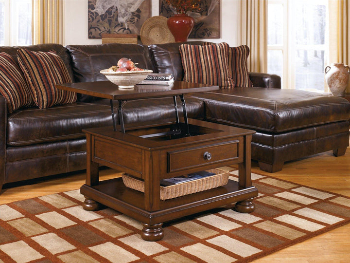 Porter Coffee Table with Lift Top T697-0 Rustic Brown Casual Motion Occasionals By AFI - sofafair.com