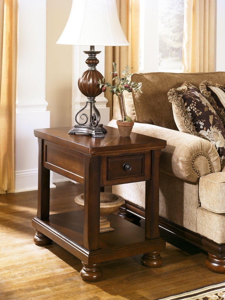 Porter Chairside End Table T697-3 Rustic Brown Casual Stationary Occasionals By AFI - sofafair.com