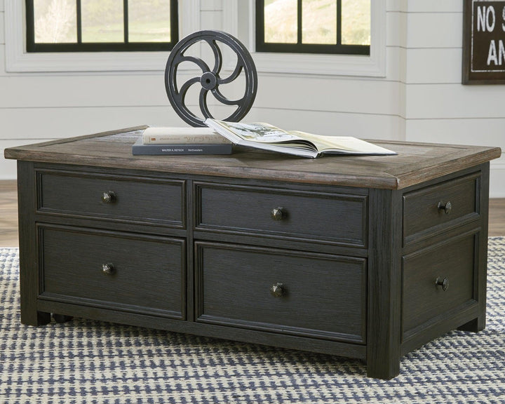 Tyler Creek Coffee Table and 2 End Tables T736T2 Grayish Brown/Black Casual Occasional Table Package By AFI - sofafair.com