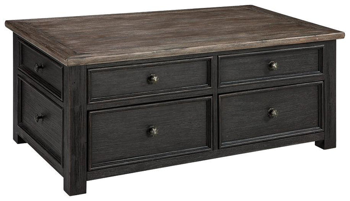 Tyler Creek Coffee Table and 2 End Tables T736T2 Grayish Brown/Black Casual Occasional Table Package By AFI - sofafair.com