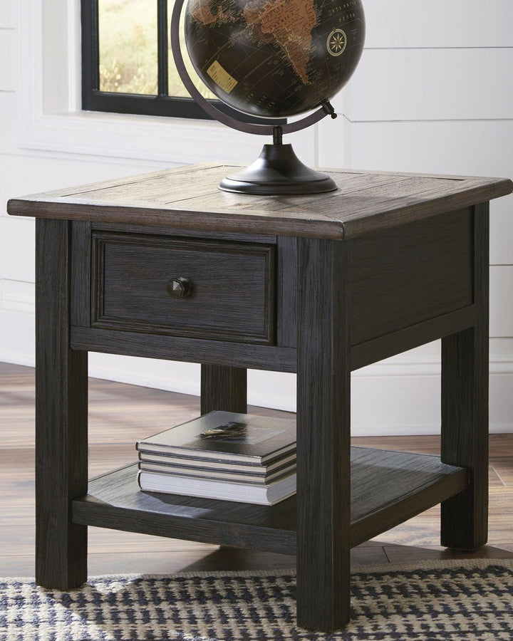 Tyler Creek Coffee Table and 2 End Tables T736T2 Grayish Brown/Black Casual Occasional Table Package By AFI - sofafair.com